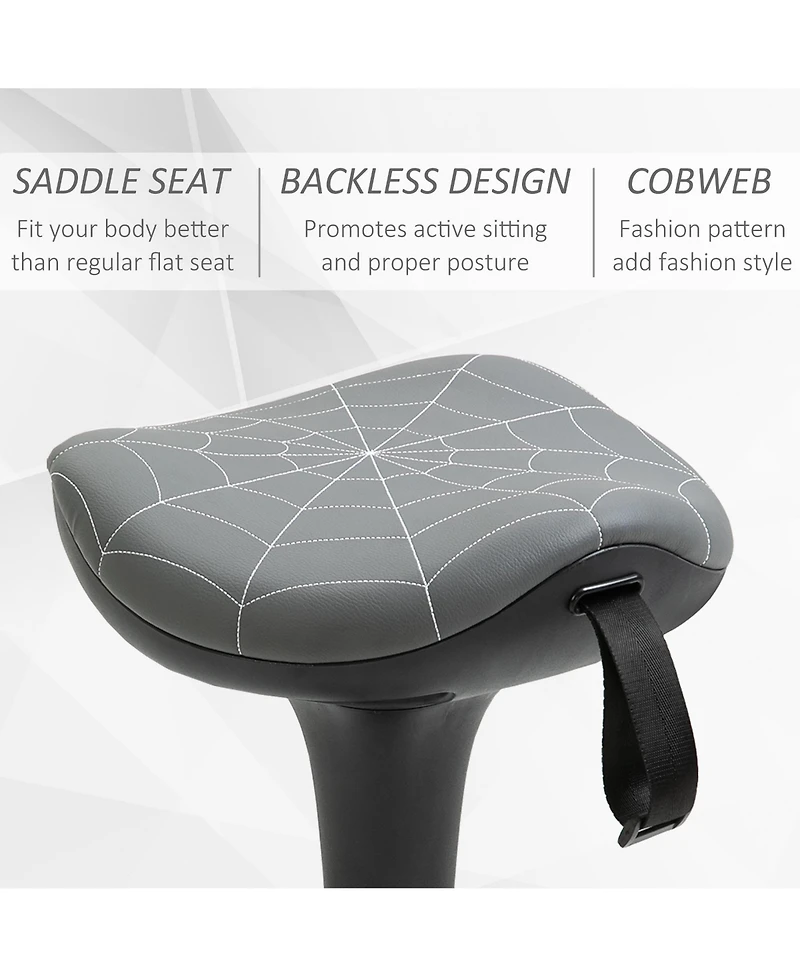 Streamdale Furniture Vinsetto Lift Wobble Stool Standing Chair with 360 Swivel, Tilting Balance Chair with Adjustable Height and Saddle Seat for Activ