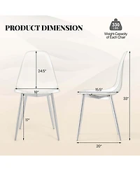Dining Chair Set of 4 with Heavy-Duty Electroplated Metal Legs Curved Back Armless
