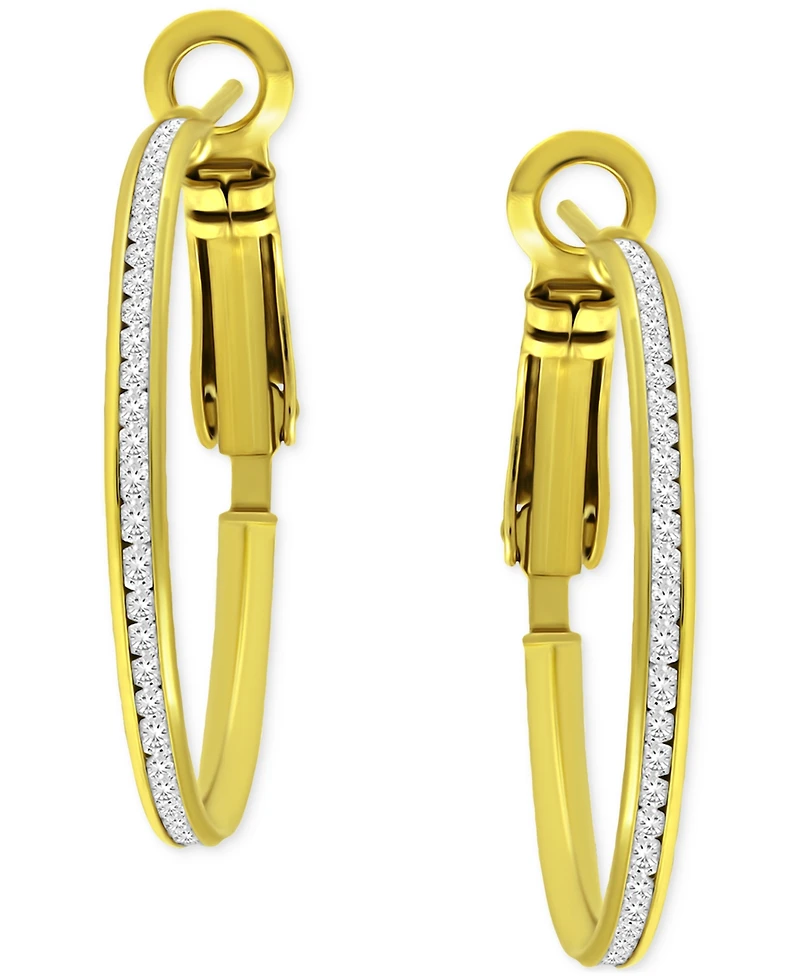 Giani Bernini Cubic Zirconia (2 ct. t.w.) Small Hoop Earrings Sterling Silver or 18k Gold Over Silver, 0.98", Exclusively at Macy's