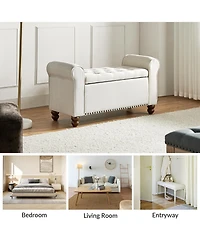 Hulala Home Transitional Carmen 43.7" Wide Storage Bench with Sturdy Wood Legs