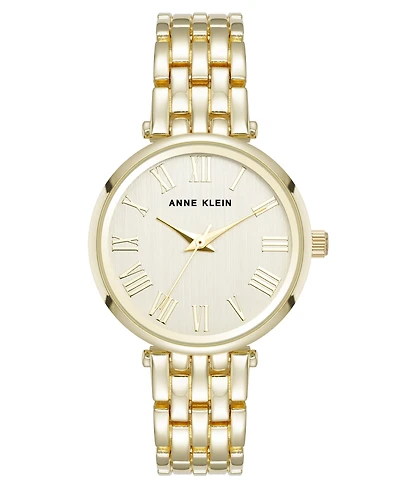 Anne Klein Women's Quartz Everyday Roman Numeral Champagne and Gold-Tone Alloy Metal Watch, 32mm