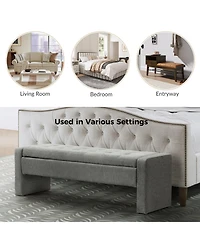 Hulala Home Casio Upholstered 55.1" Wide Storage Bench with Button-tufted Design