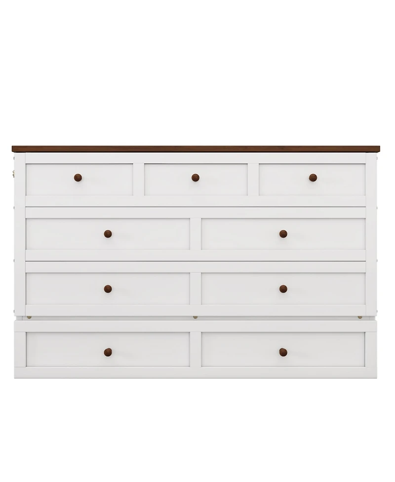 Streamdale Furniture Queen Size Wood Charging Station & Storage Murphy Bed Chest