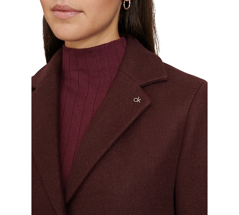 Calvin Klein Women's Single-Breasted Notched-Collar Coat