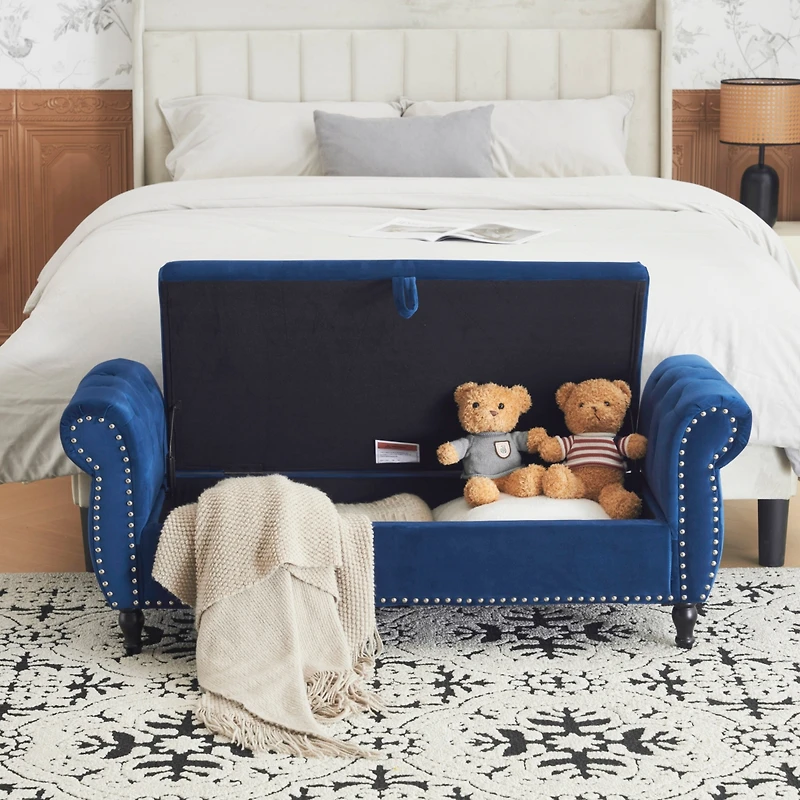Streamdale Navy Multipurpose Ottoman with Pillow