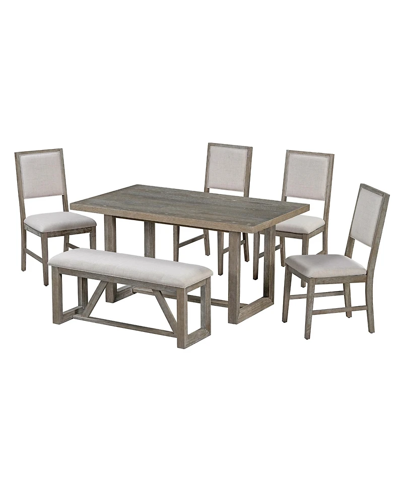 Streamdale Furniture Retro Dining Set Table, 4 Chairs, 1 Bench