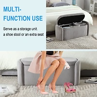 Streamdale Upholstered Storage Ottoman with Safety Hinge (Light Gray)