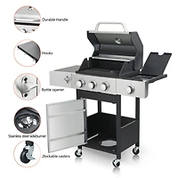 Streamdale Furniture 3-Burner Propane Gas Grill, 37230BTU with Enameled Cast Iron Grids