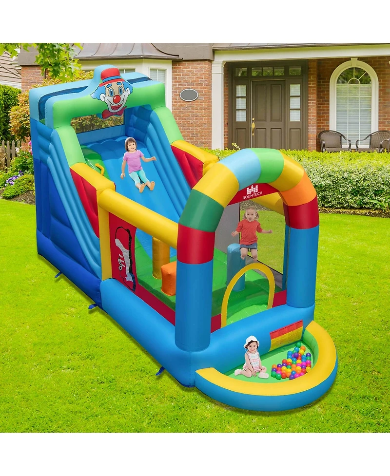 Costway Inflatable Bounce House with Climbing Surface Long Slide Obstacles with 735W blower
