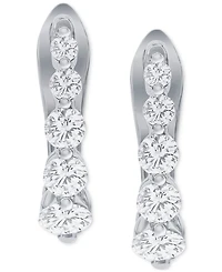 Diamond Graduated Oval Huggie Hoop Earrings (1/2 ct. t.w.) 14k White or Yellow Gold