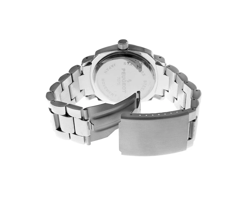 Peugeot Women's 40mm Silver Boyfriend Bracelet Watch with Crystal Bezel