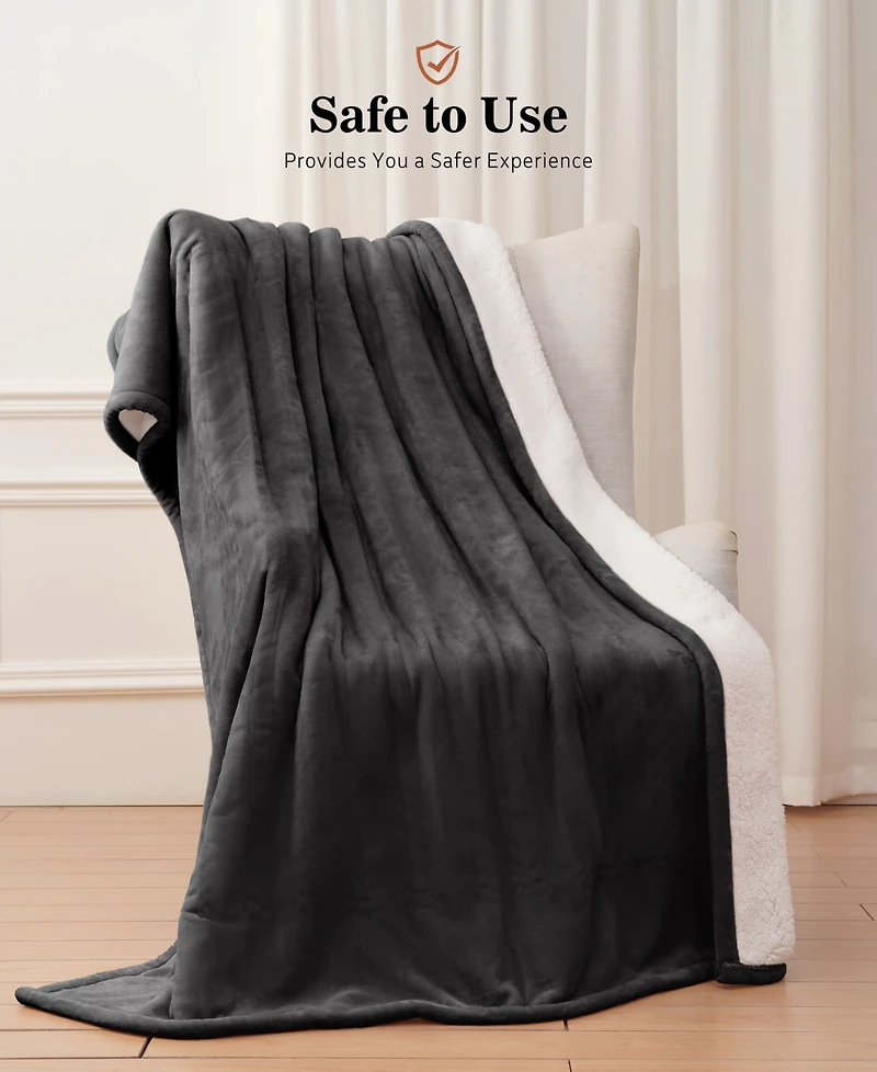 Sealy Heated Flannel and Sherpa Throw, 50" x 60"