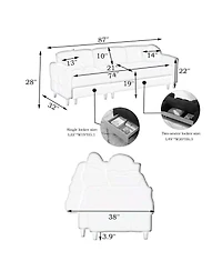 Streamdale Furniture 86.61 inches beige technology cloth sofa, three sofa lift sofa bed, sofa bed with storage cabinet, sofa is soft and comfortable,
