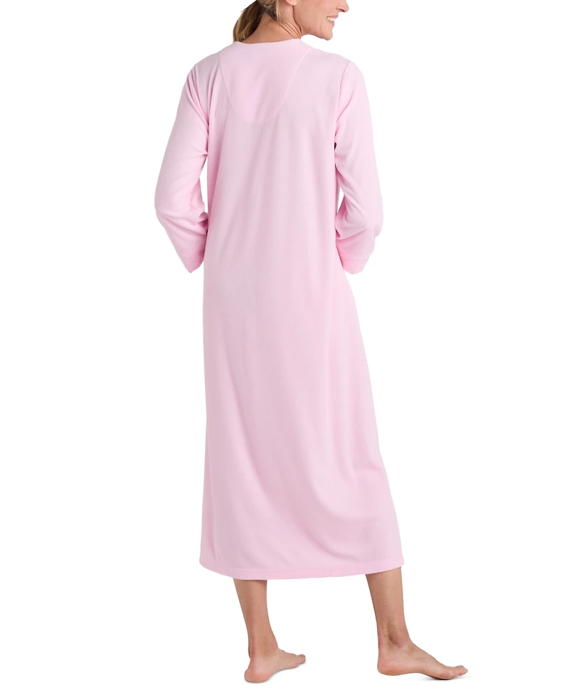 Miss Elaine Women's Zip-Front 3/4-Sleeve Terry Robe