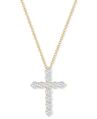Diamond Cross Pendant Necklace (1 ct. t.w.) in 14k White or Yellow Gold, 16" + 2" extender