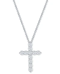 Diamond Cross Pendant Necklace (1 ct. t.w.) 14k White or Yellow Gold, 16" + 2" extender