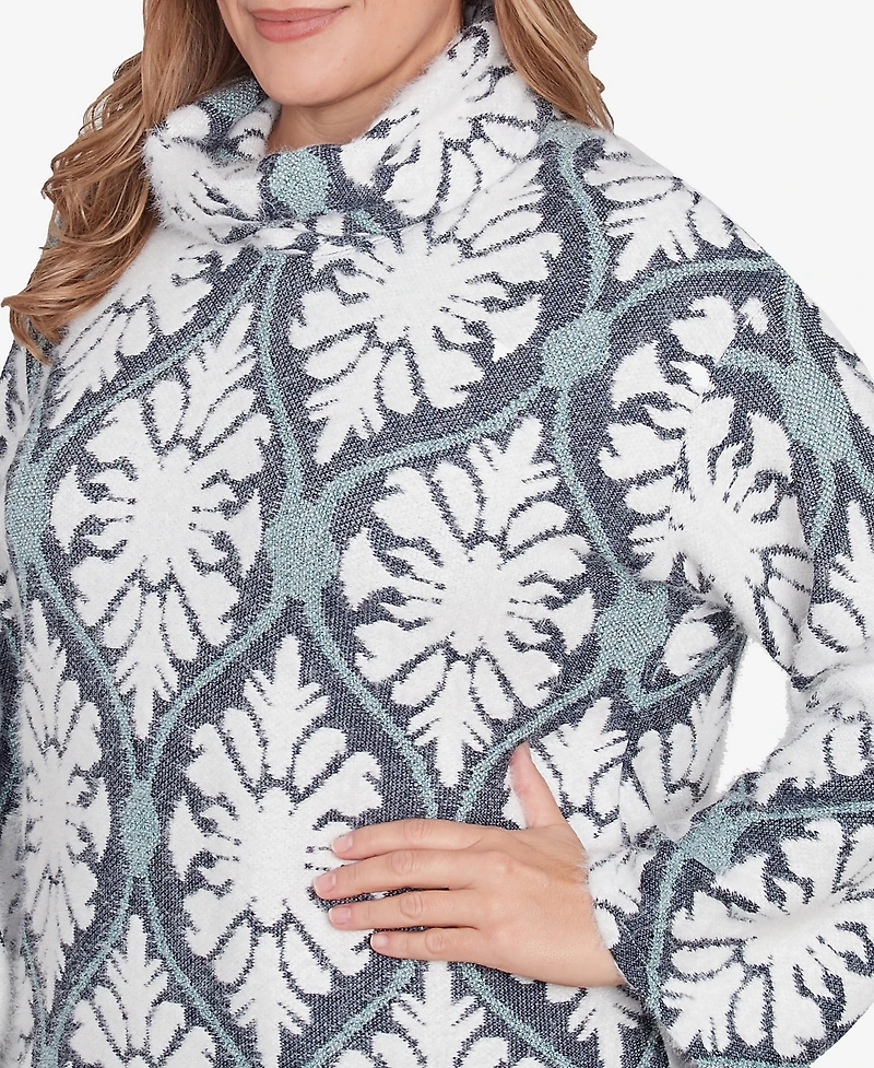 Ruby Rd. Plus Size Jewel Tile Jacquard Knit Sweater