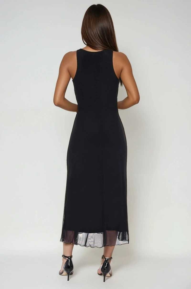 Bebe Women's PowerMesh A-line Maxi Dress