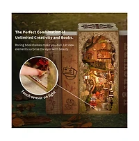 Cutebee Diy Book Nook Kit with Dust Cover Led Light Booknook Diy Miniature House Dollhouse Kit Bookshelf Decor Alley Model Gifts (Elves Paradise