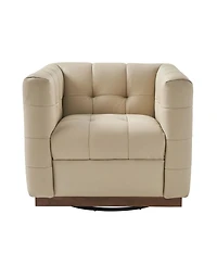 Gabriel Mid-Certury Modern Genuine Leather Swivel Club Chair with