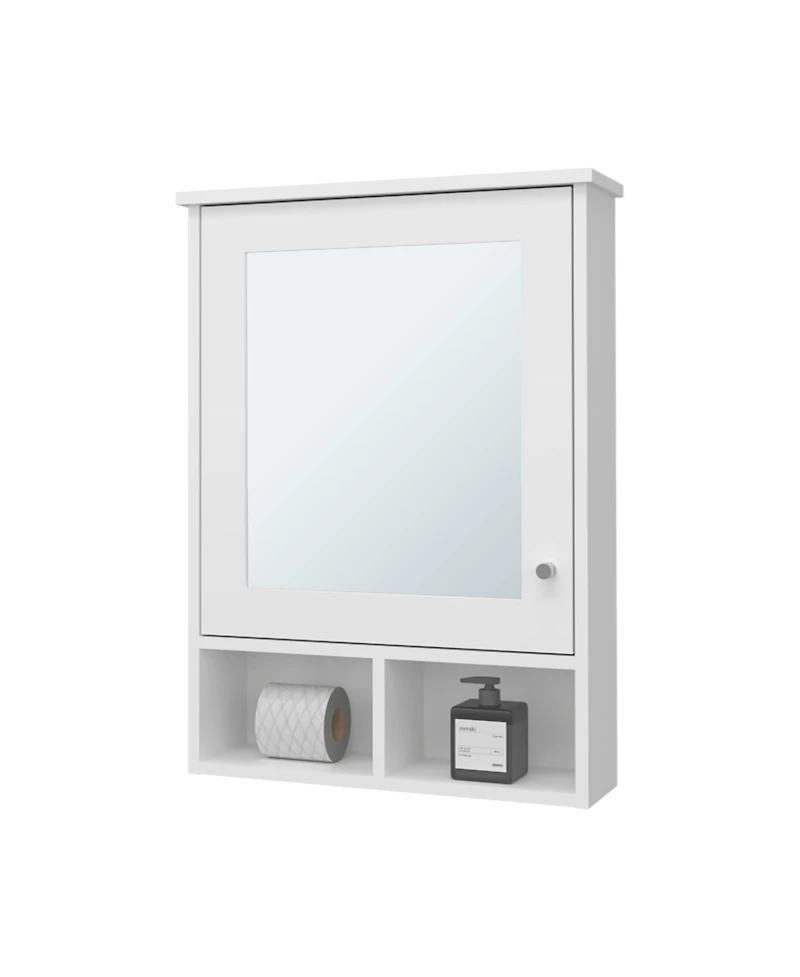 Fm Furniture Goodyear Medicine Cabinet in Melamine With a Towel Bar, White