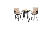 Slickblue Wrought Iron Glass High Bar Table – Elegant Patio Bar Table for Outdoor Entertaining, Combining Style and Durability