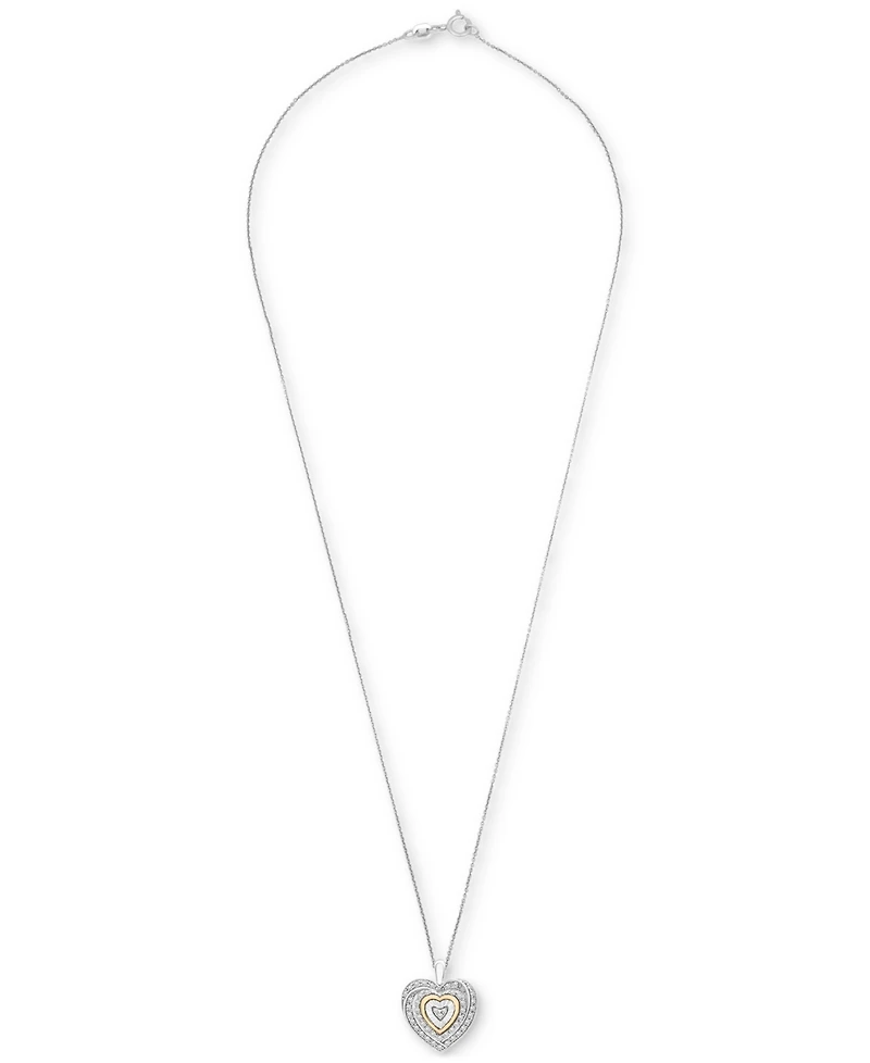 Diamond Heart 18" Pendant Necklace (1/4 ct. t.w.) in Sterling Silver and 14k Gold-Plate, Created for Macy's