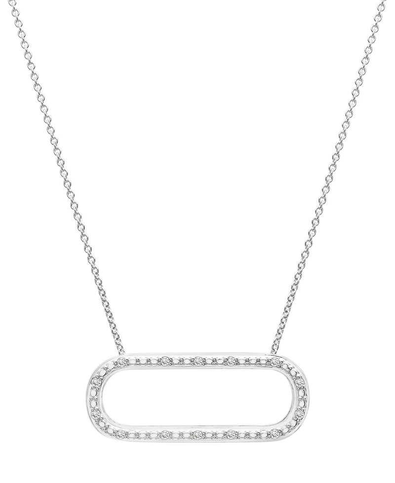 2-Pc. Set Diamond Open Link Pendant Necklace & Matching Hoop Earrings (1/6 ct. t.w.) in Sterling Silver, Created for Macy's