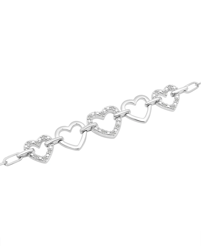 Diamond Heart Chain Paperclip Link Bracelet (1/6 ct. t.w.) in Sterling Silver, Created for Macy's