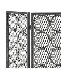 Streamdale 3-Panel Iron Fireplace Screen with Circular Pattern