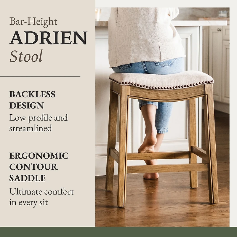 Maven Lane 31" Adrien Saddle Bar Stool Finish with Faux Leather