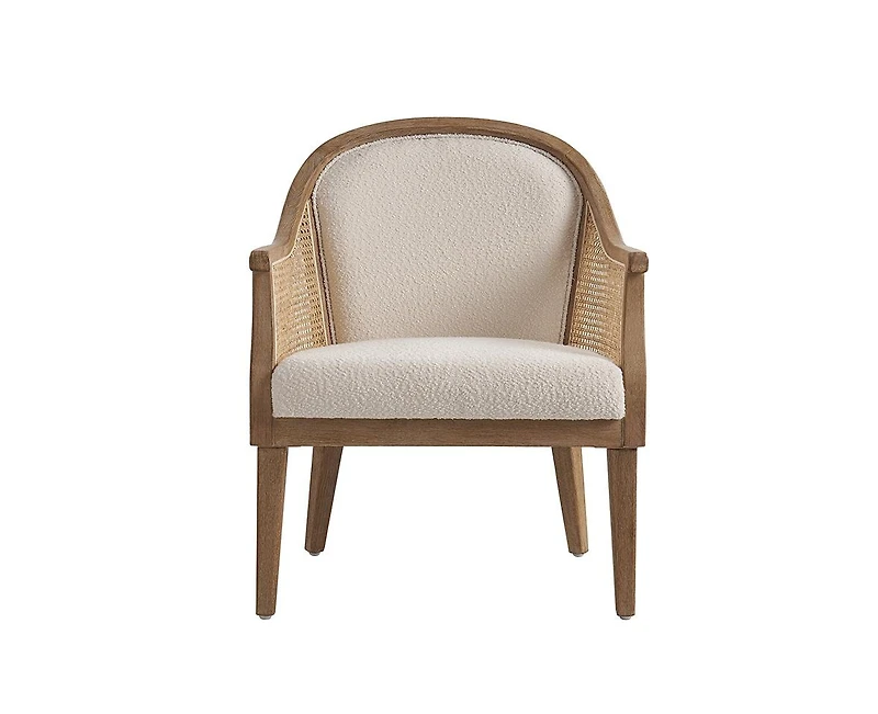 Hulala Home Werner Farmhouse Rattan Solid Wood Armchair with Olid Frame and Legs