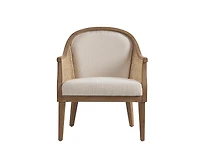 Hulala Home Werner Farmhouse Rattan Solid Wood Armchair with Olid Frame and Legs