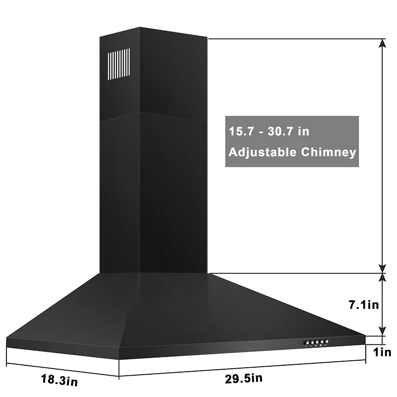 30-in 450-cfm Convertible Black Wall Mount Range Hoods
