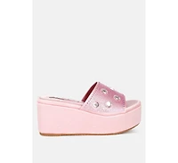 Meta charts Diamante & Rhinestone Flatform Sandals