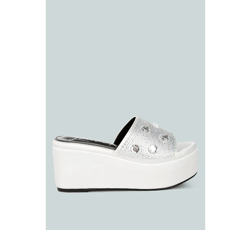 Meta charts Diamante & Rhinestone Flatform Sandals