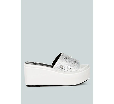 Meta charts Diamante & Rhinestone Flatform Sandals