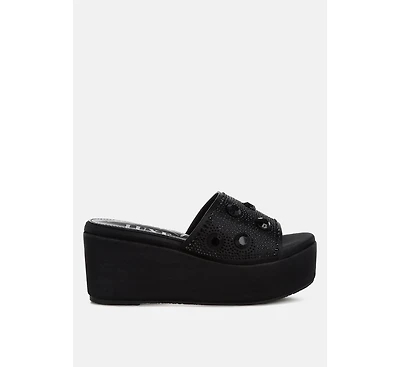 Meta charts Diamante & Rhinestone Flatform Sandals