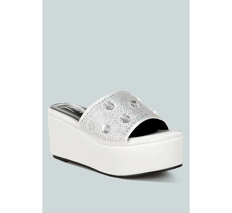 Meta charts Diamante & Rhinestone Flatform Sandals