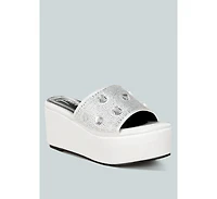 Meta charts Diamante & Rhinestone Flatform Sandals