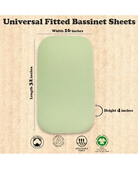 Bublo Baby Bassinet Sheet Set for Boy and Girl, 3 Pack 100% Muslin Cotton, Universal Fitted Oval, Hourglass & Rectangle Mattress, Fi