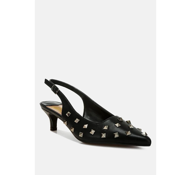 Hegron Stud Embellished Kitten Heels