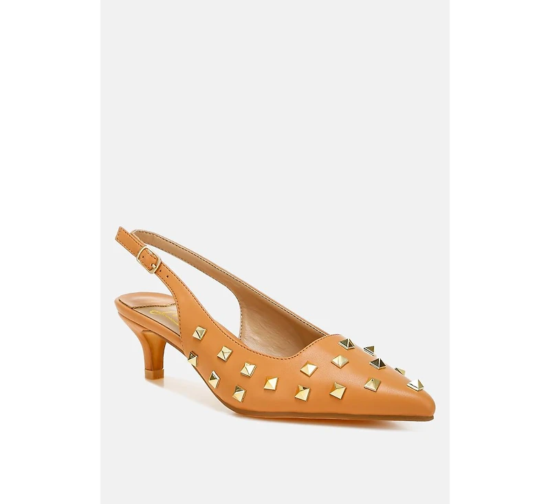 Hegron Stud Embellished Kitten Heels