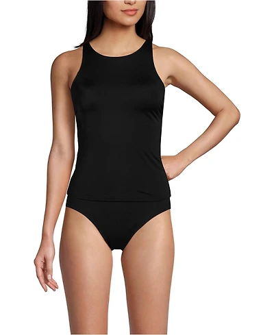 Lands' End Women's Tugless High Neck Strappy Back Tankini Swimsuit Top