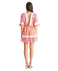 La Moda Clothing Women's Lace Trim Mini Shift Dress