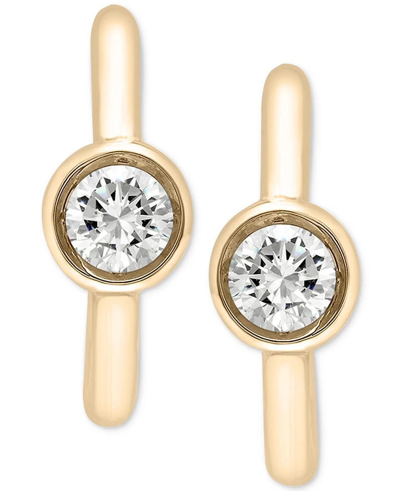Diamond Bezel Polished Hoop Earrings (1/3 ct. tw) in 10k Gold, Created for Macy's