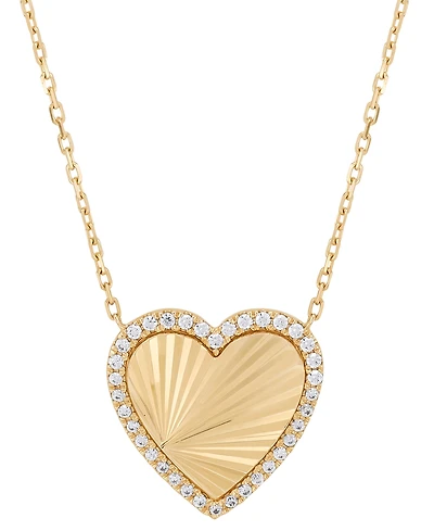 Diamond Heart Sunray Halo 18" Pendant Necklace (1/6 ct. t.w.) in 14k Gold-Plated Sterling Silver