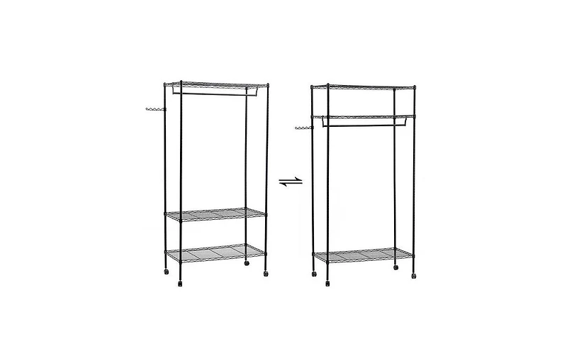 Slickblue 3-Tier Closet Organizer Metal Garment Rack Portable Clothes Hanger Home Shelf