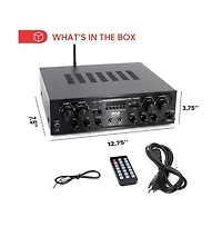 Pyle 4-Channel Bluetooth Home Audio Amplifier With Fm Radio, MP3/Usb/Sd/Aux Playback, 500 Watt