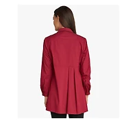 Stella Carakasi Women's Long Sleeves Cotton Poplin Asymmetrical Pleat Front Have It All Tunic